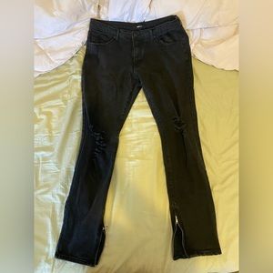 Men’s FashionNova Distressed Jeans- Black. Size 38
